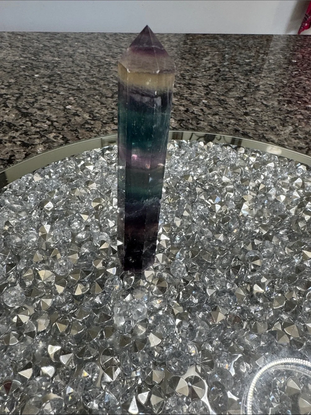 Multicolor Fluorite Tower Accent - Green, Purple & Cream